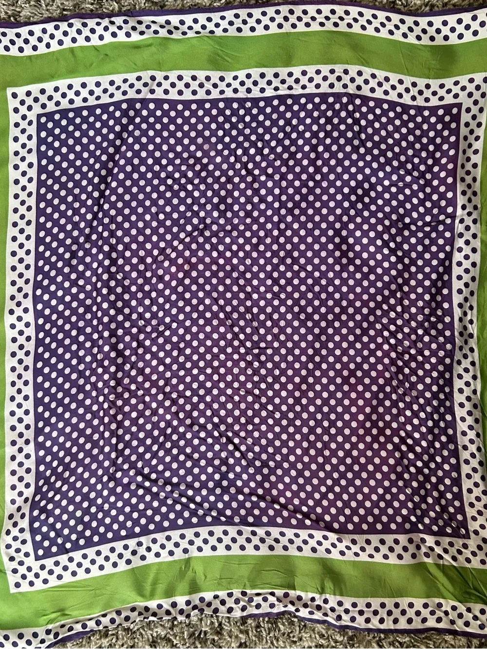 Silk Polka Dot Neck Scarf in Purple and Green - Classic Women's Accessory